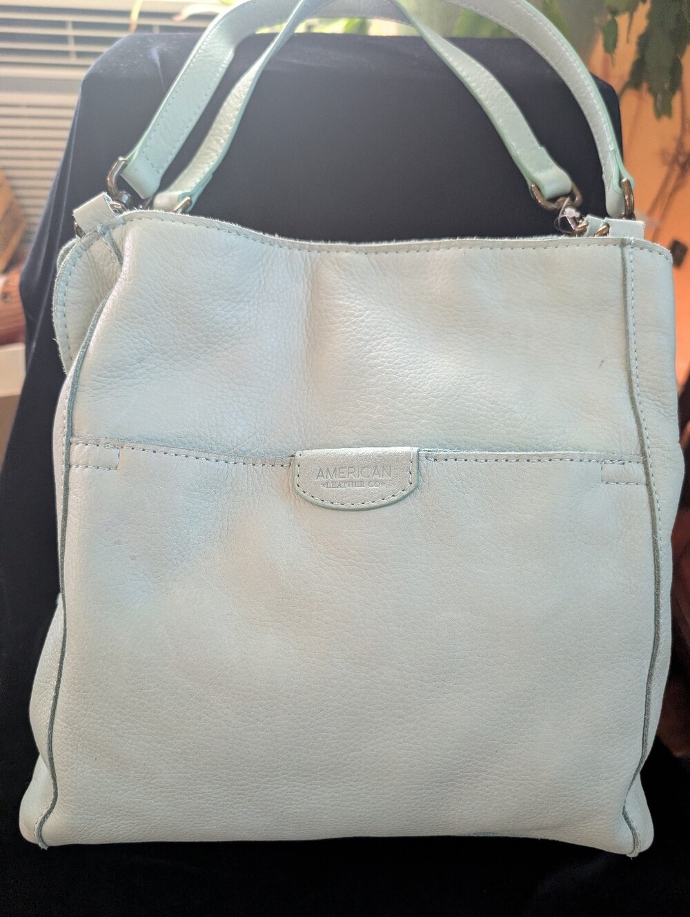 American Leather Light Blue Leather Shoulder Bag